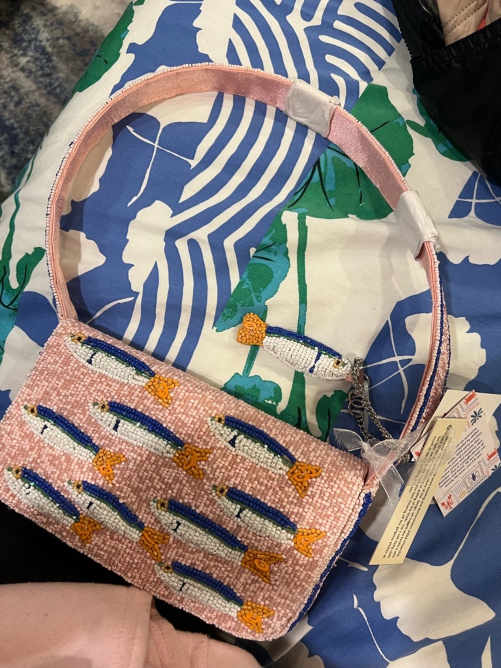 Pink sardine Beaded Shoulder Bag